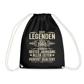 Jahrgang 1966 Geburtstag Absolut Einmalig - Turnbeutel - Schwarz - Vorne