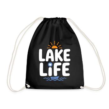 Lake Life Sonnenaufgangsabzeichen - Turnbeutel - Schwarz - Vorne