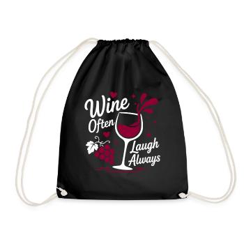 Wein lacht oft immer - Turnbeutel - Schwarz - Vorne