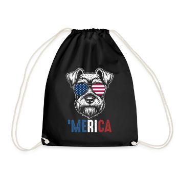 Merica Patriotic Schnauzer American Flag Pride - Turnbeutel - Schwarz - Vorne