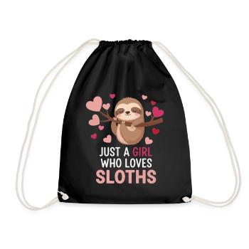 Faultierliebe: Just a Girl Sloths - Turnbeutel - Schwarz - Vorne
