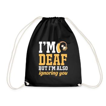 Deaf Deaf Deaf Sign Language - Drawstring Bag - black - Front