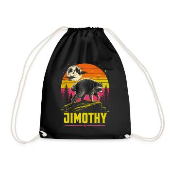 Vintage Raccoon Jimothy Full Moon Sunset - Drawstring Bag - black - Front