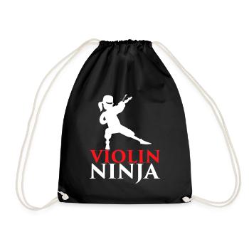 Violin Ninja Silhouette - Drawstring Bag - black - Front