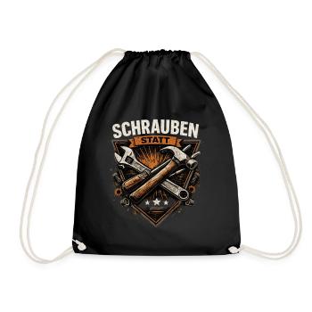 Schrauben statt reden Handwerker Vintage - Turnbeutel - Schwarz - Vorne