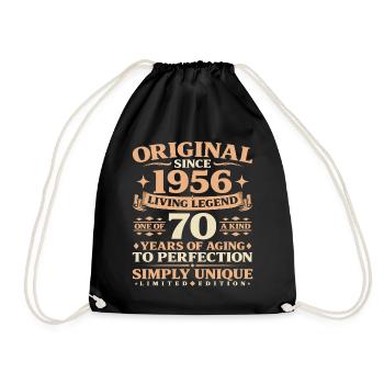 Baujahr 1956 Geburtstag 70 Jahre Vintage - Turnbeutel - Schwarz - Vorne