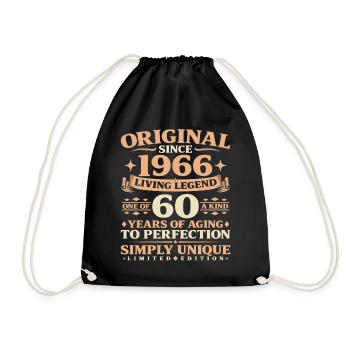 Baujahr 1966 Geburtstag 60 Jahre Vintage - Turnbeutel - Schwarz - Vorne
