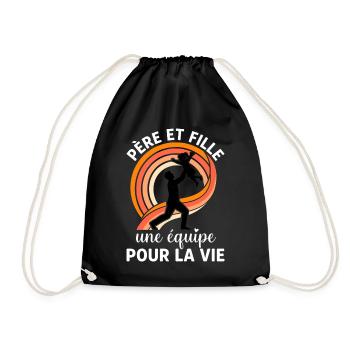 Père Et Fille Une Équipe Pour La Vie Rétro - Sac de sport léger - noir - Devant