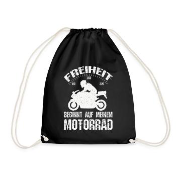 Freiheit Motorrad - Turnbeutel - Schwarz - Vorne