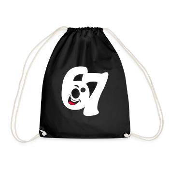six seven | Number duo 6 and 7 | Happy face - Drawstring Bag - black - Front