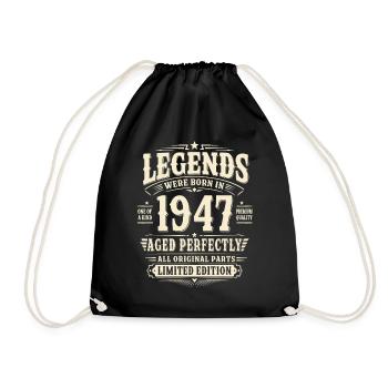 79. Geburtstag Geschenk Mann 1947 Vintage Retro - Turnbeutel - Schwarz - Vorne
