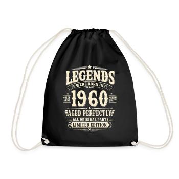 66. Geburtstag Geschenk Mann 1960 Vintage Retro - Turnbeutel - Schwarz - Vorne