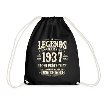 89. Geburtstag Geschenk Mann 1937 Vintage Retro - Turnbeutel - Schwarz - Vorne