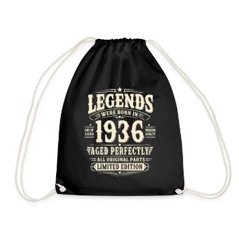 90. Geburtstag Geschenk Mann 1936 Vintage Retro - Turnbeutel - Schwarz - Vorne