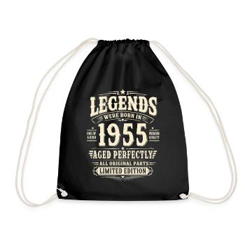 71. Geburtstag Geschenk Mann 1955 Vintage Retro - Turnbeutel - Schwarz - Vorne