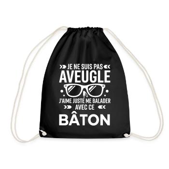 Pas aveugle balade avec le bâton - Sac de sport léger - noir - Devant
