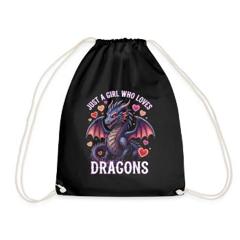 Nur ein Mädchen liebt Drachen - Turnbeutel - Schwarz - Vorne