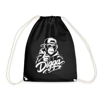 Digga | Cooler Graffiti Affe | Jugendwort - Turnbeutel - Schwarz - Vorne