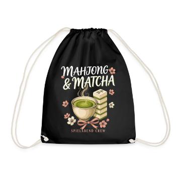 Mahjong & Matcha Spielabend - Turnbeutel - Schwarz - Vorne