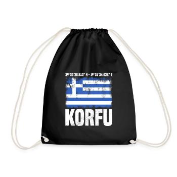 Korfu Koordinaten - Turnbeutel - Schwarz - Vorne