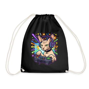 Sphynx Cat Gamer - Turnbeutel - Schwarz - Vorne