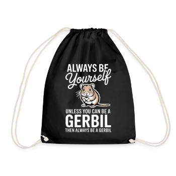 Mongolische Rennratte Sprüche Rennmaus Geschenk - Turnbeutel - Schwarz - Vorne