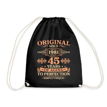 Original since 1981 Birthday 45 Years - Turnbeutel - Schwarz - Vorne