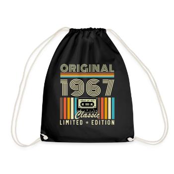60 Jahre 1967 Vintage Retro Geburtstagsgeschenk - Turnbeutel - Schwarz - Vorne