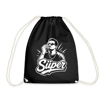 Süper Script Wordmark Youth Word - Drawstring Bag - black - Front