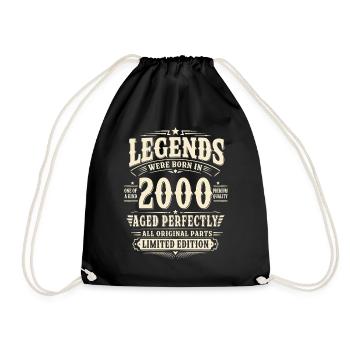 26. Geburtstag Geschenk Mann 2000 Vintage Retro - Turnbeutel - Schwarz - Vorne