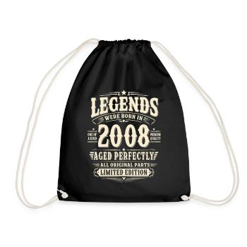 18. Geburtstag Geschenk Mann 2008 Vintage Retro - Turnbeutel - Schwarz - Vorne