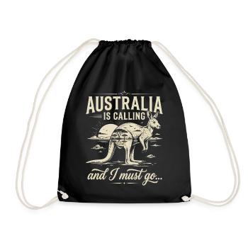 Australien is Calling and I Must go - Turnbeutel - Schwarz - Vorne