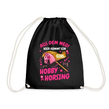 Aus dem Weg Hobby Horsing Girl Steckenpferd - Turnbeutel - Schwarz - Vorne