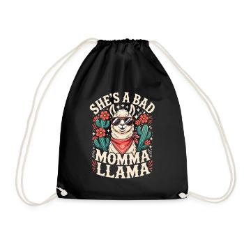 Sie ist eine Bad Momma Llama - Turnbeutel - Schwarz - Vorne