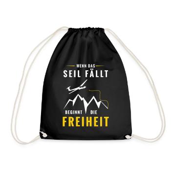Wenn das Seil fällt beginnt Freiheit - Turnbeutel - Schwarz - Vorne