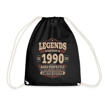 36th Birthday Gift Husband 1990's Vintage Retro - Drawstring Bag - black - Front