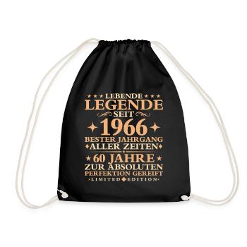1966 Baujahr Geburtstag Vintage 60 Jahre - Turnbeutel - Schwarz - Vorne