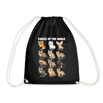 Foxes of the World Wildlife Diagram Red Arctic Fox - Drawstring Bag - black - Front