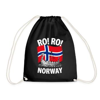 RO RO NORWAY Viking Ship Norway Flag - Drawstring Bag - black - Front