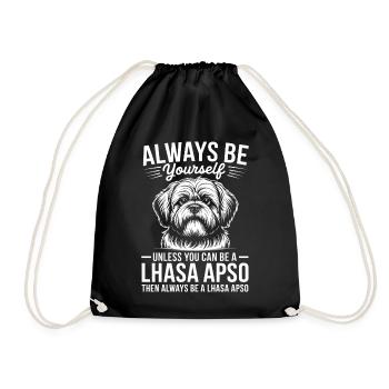 Lhasa Apso Sprüche Lustiges Lhasa Apso Geschenk - Turnbeutel - Schwarz - Vorne