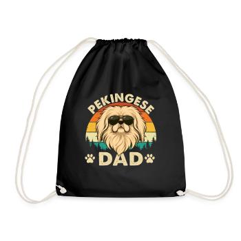 Pekingese Dad - Peke Dog Dad Owner Lap Lion Dog - Drawstring Bag - black - Front