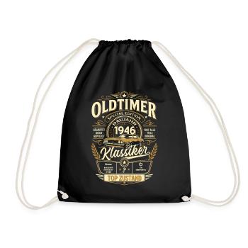 80. Geburtstag Geschenk Mann Vintage Oldtimer 1946 - Turnbeutel - Schwarz - Vorne