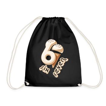67 Sixth Birthday IceCream Cone - Drawstring Bag - black - Front