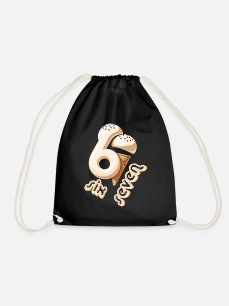 67 Sixth Birthday IceCream Cone - Drawstring Bag - black
