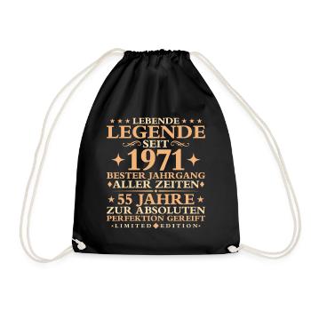 1971 Baujahr Geburtstag Vintage 55 Jahre - Turnbeutel - Schwarz - Vorne