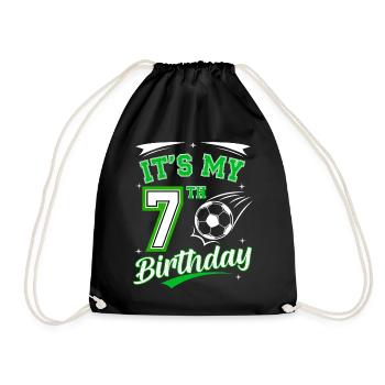 Its My 7th Birthday Soccer Boys 7 Years Birthday 7 - Drawstring Bag - black - Front
