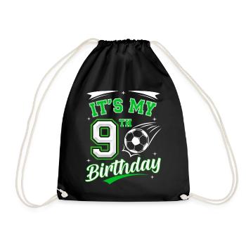 Its My 9th Birthday Soccer Boys 9 Years Birthday 9 - Drawstring Bag - black - Front
