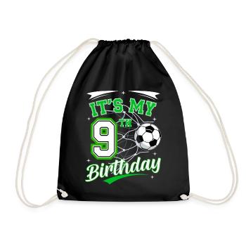 Its My 9th Birthday Soccer Boys 9 Years Birthday 9 - Drawstring Bag - black - Front