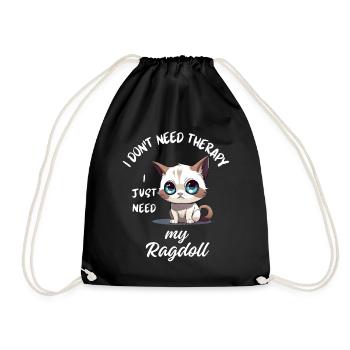 Ragdoll Cat Therapy - Drawstring Bag - black - Front
