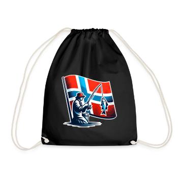 Norway Angler Motif - Drawstring Bag - black - Front